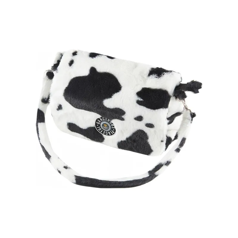 DANGEROUSPEOPLE Rabbit Hair Shoulder Bag Small Size Unisex Black White-0