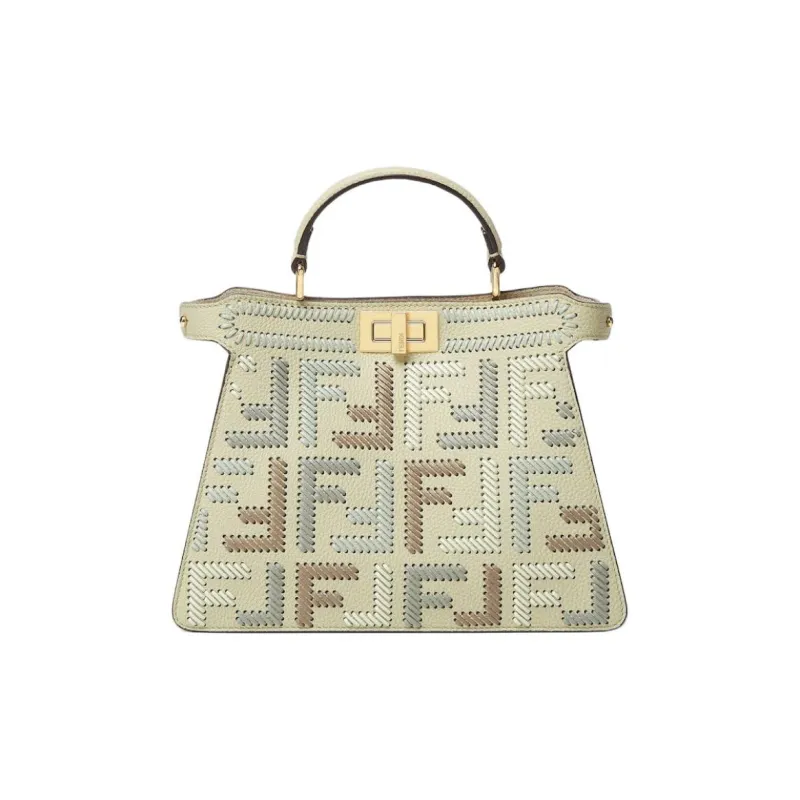 FENDI Peekaboo ISeeU Calfskin Shoulder Bag, Crossbody Bag, Handbag Small Size Women's Green-0