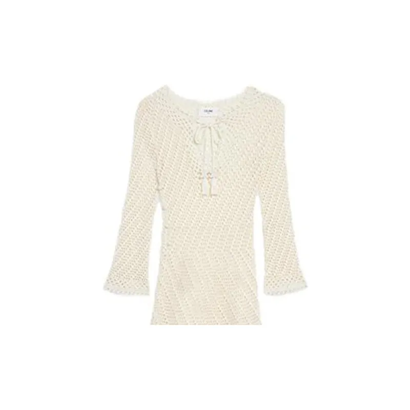 CELINE FW22 Long-Sleeved Dresses Women's Beige Yellow-4