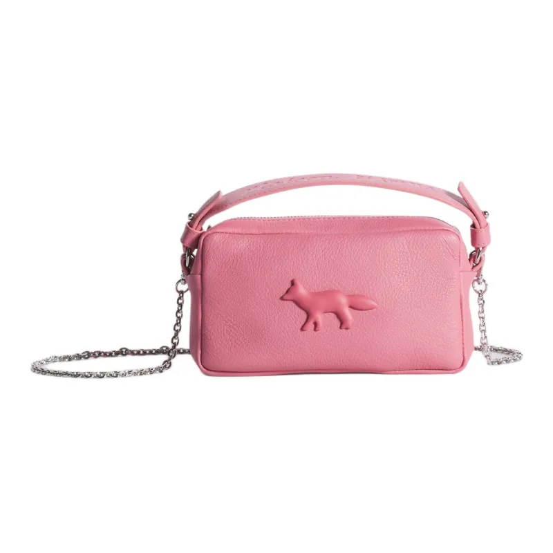 Maison Kitsune Cow Leather One Shoulder Handbag Women's Strawberry-0