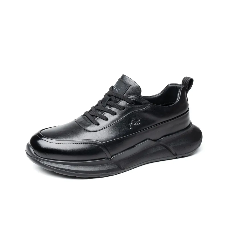 FED Breathable Lightweight Height Increasing Low Top Casual Shoes Men's Black-1