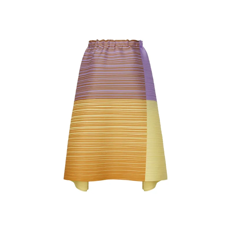 PLEATS PLEASE ISSEY MIYAKE SS25 Casual Long Skirt Women's Purple Yellow-1
