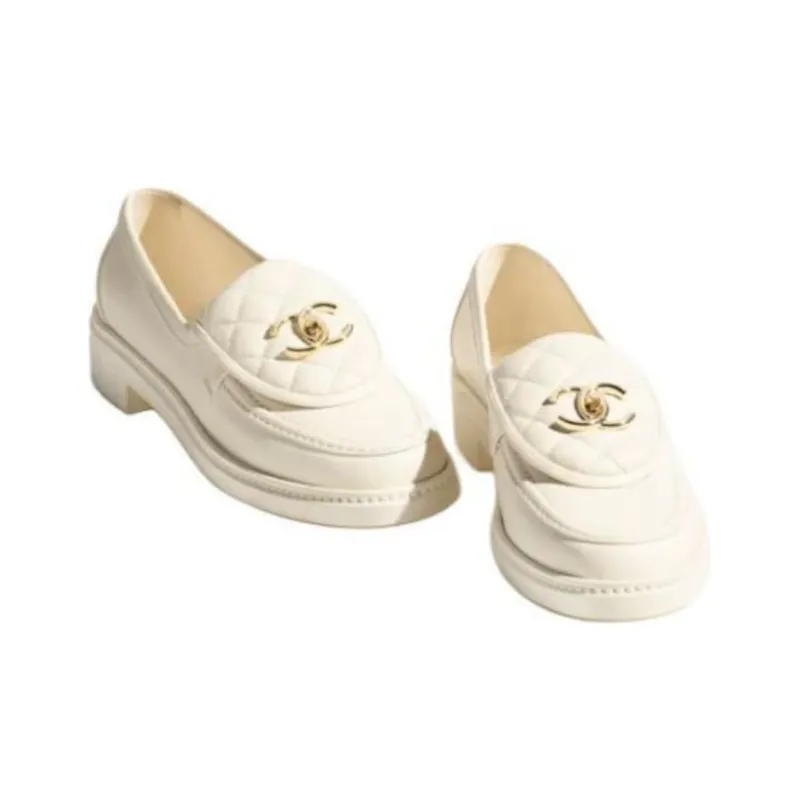 CHANEL 25S Loafers Women's Ivory White-2