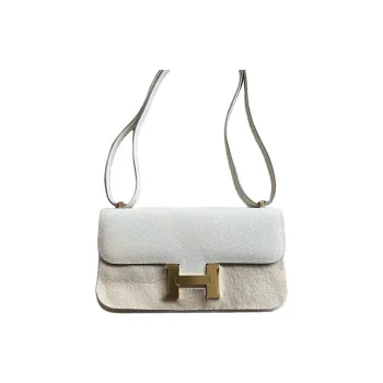 HERMES Constance Epsom Leather Shoulder Bag, Crossbody Bag Regular Women's 10 Craie Milkshake White