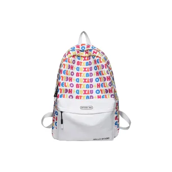 Travel Polyester Backpack Regular Women's White/Black