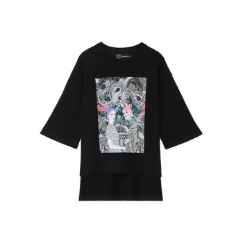 Acupuncture x Sasha Straight 3/4 Sleeved T Shirt Men's Black