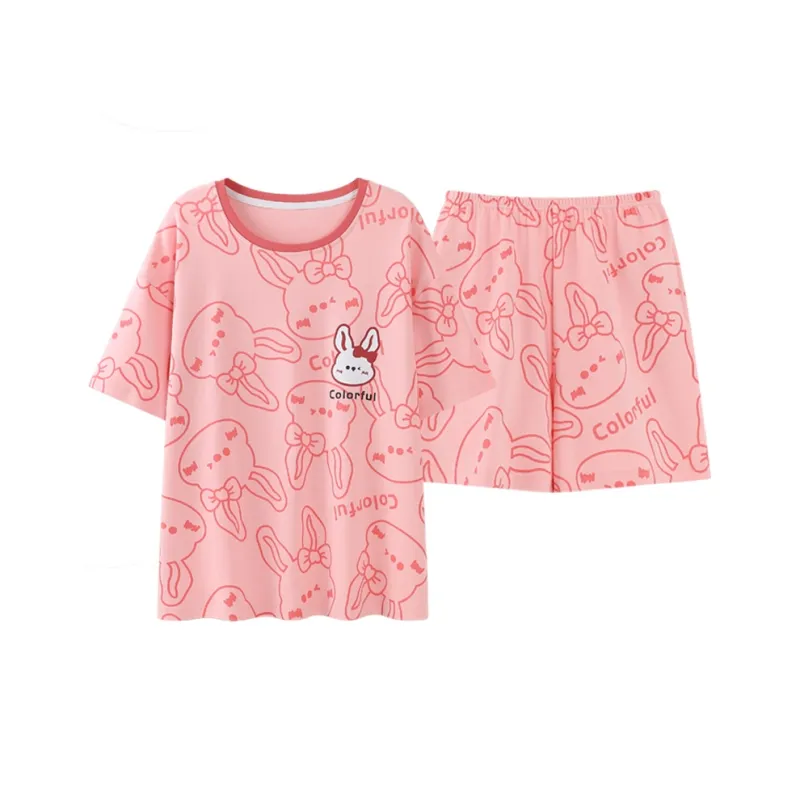 Cotton Gene Pajama Set Women's Pink-0