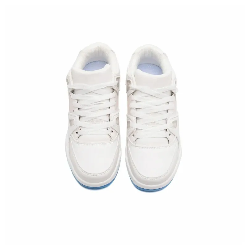 Circle Small Height Increasing Wear Resistant Breathable Slip Resistant Low Top Skateboard Shoes Unisex White-20