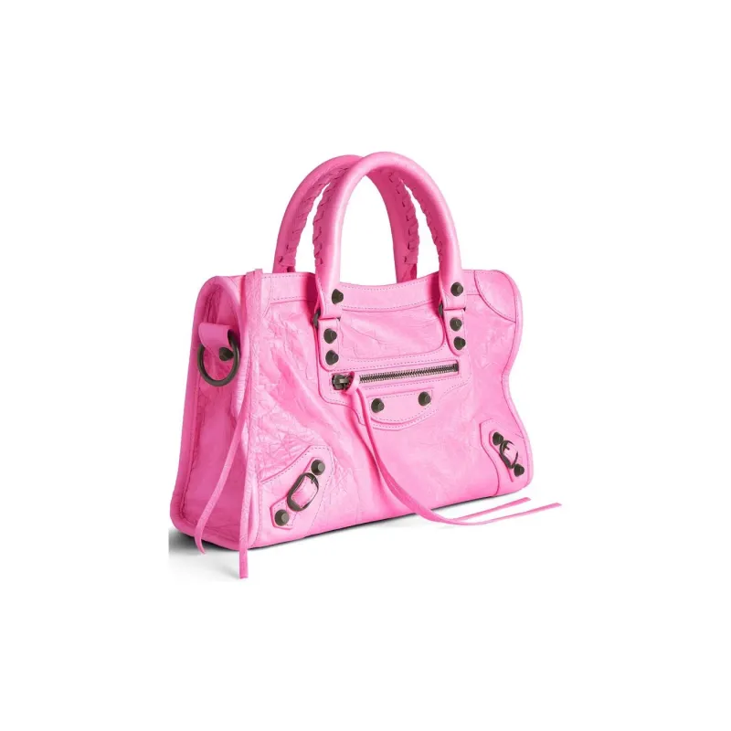 Balenciaga Le City Sheepskin One Shoulder Handbag Women's Bright Pink-2