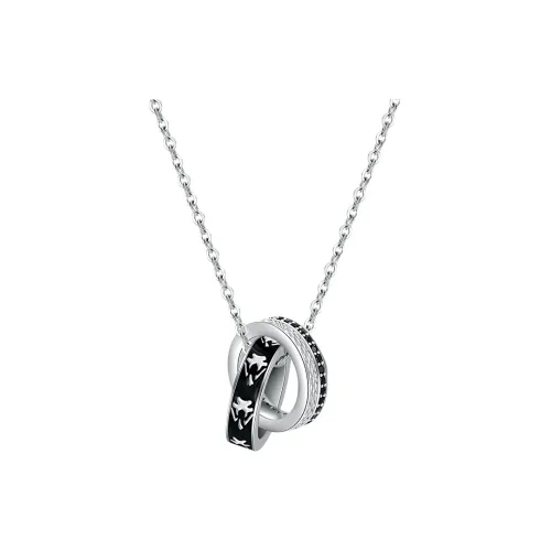 Hurry That Year S925 Silver Black Zircon Necklaces Men's