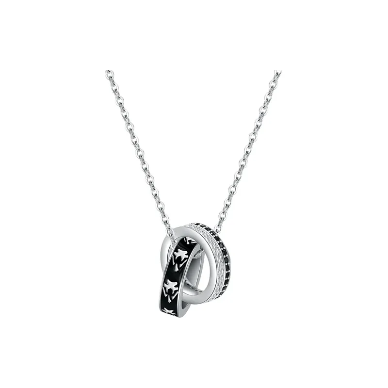 Hurry That Year S925 Silver Black Zircon Necklaces Men's-0