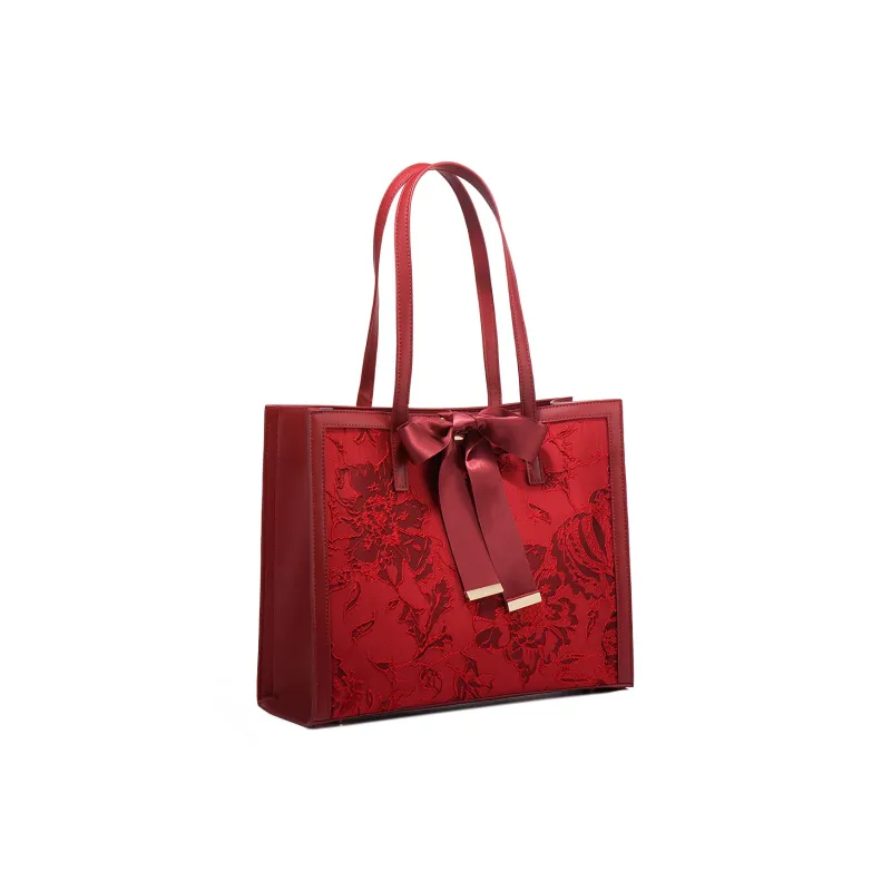 HACIN PU Totes Handbag Shoulder Bag Women's Red-1