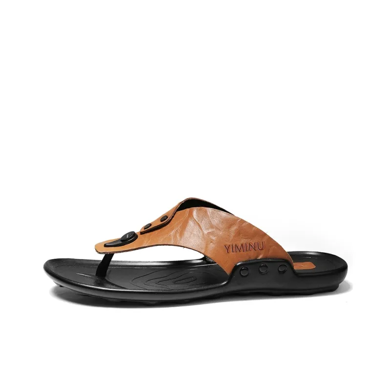 Eminu Leather Patchwork Flip Flops Men's-8
