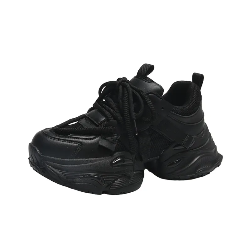 BBMTR Chunky Sneakers Women's Low Top Beige Black-6