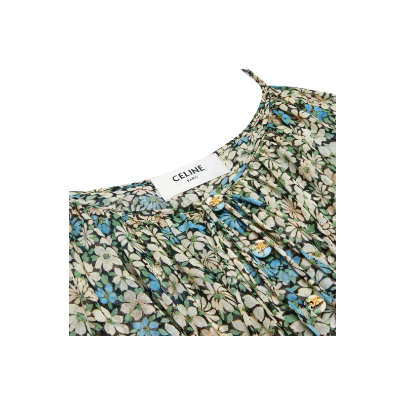 CELINE All Over Floral Patterned Gathered Dress-2