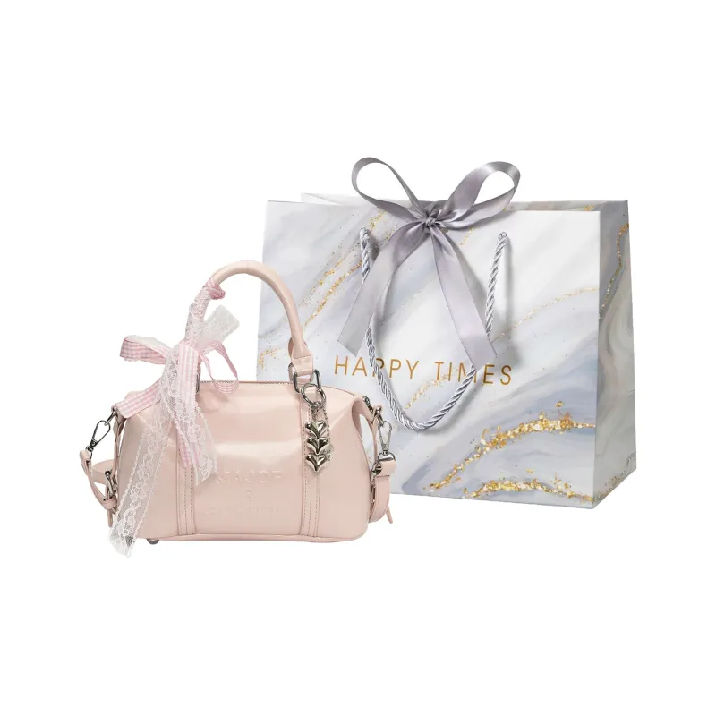 Miss Angel PU Boston Bag Handbag Women's White/Black/Silver-14