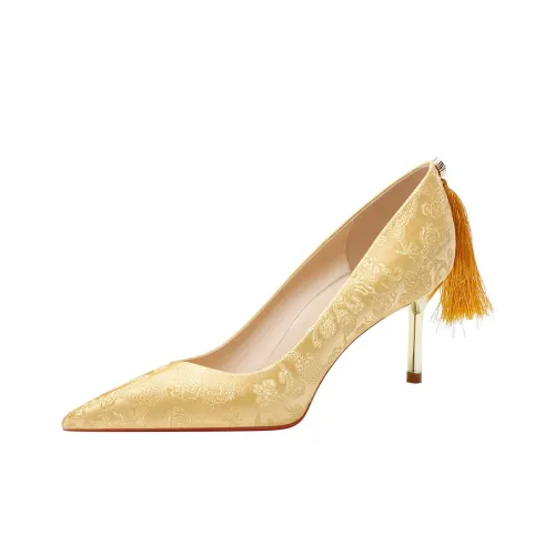 WEISHIBANGWEI Slim Heel High Heels Women's Gold