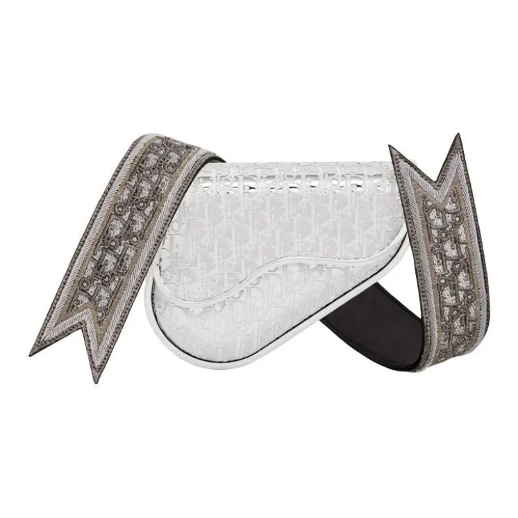 DIOR Cow Leather Saddle Bag Sling Bag Crossbody Bag Mini Men's Silver-0