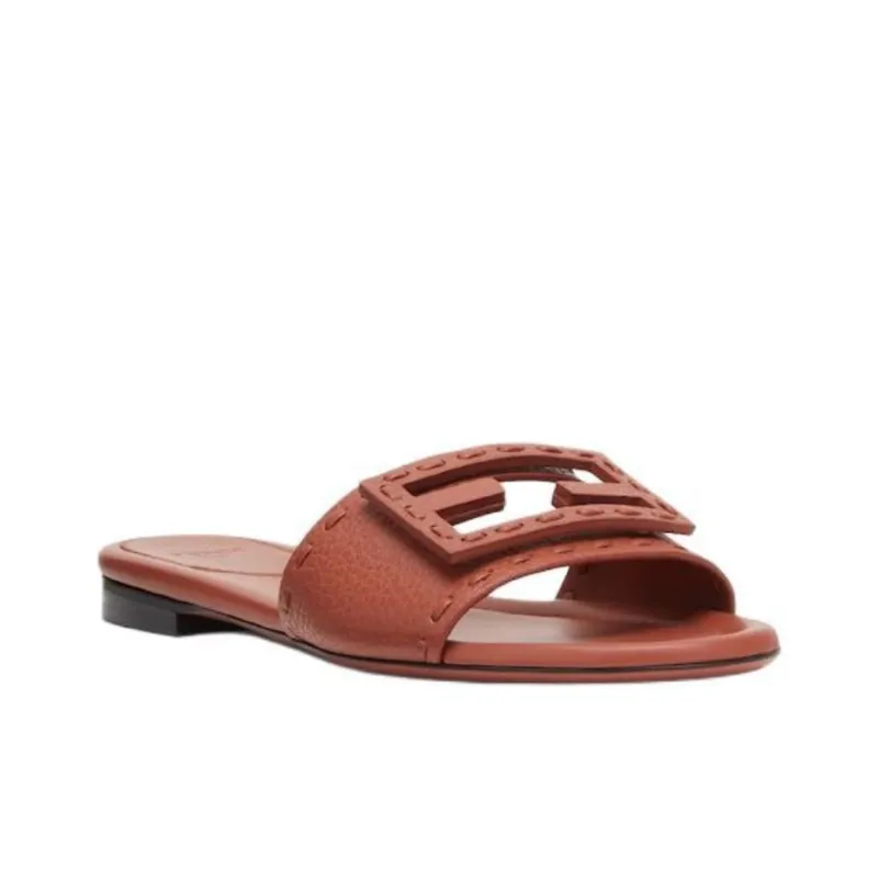 FENDI Baguette Slide Slippers Women's Brown-2