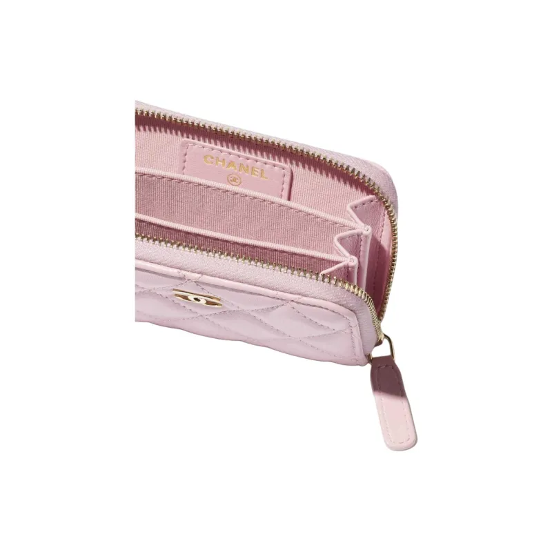 CHANEL Lambskin Coin Purse Regular Women's Light Pink-3