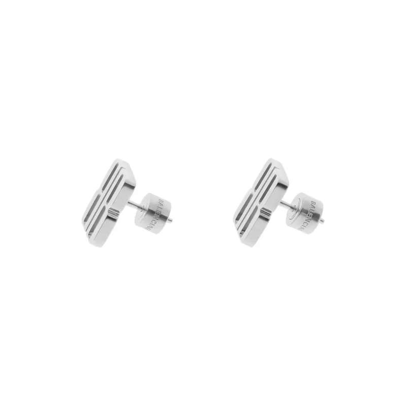 Balenciaga Brass Stud Earrings Women's Silver-1