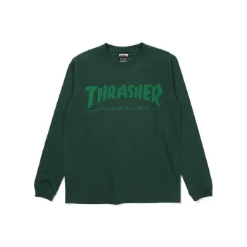 Thrasher Straight Long-Sleeved T-Shirt Japan Version Unisex Green