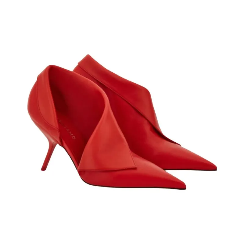 FERRAGAMO Eva Irregular Heel High Heels 8.5cm Women's Red-2
