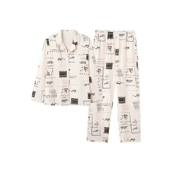 White Ran Pajama Set Women's Light Apricot