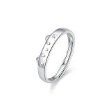 999 Fine Silver-Cat and Dog Snuggling Single Ring, Women's