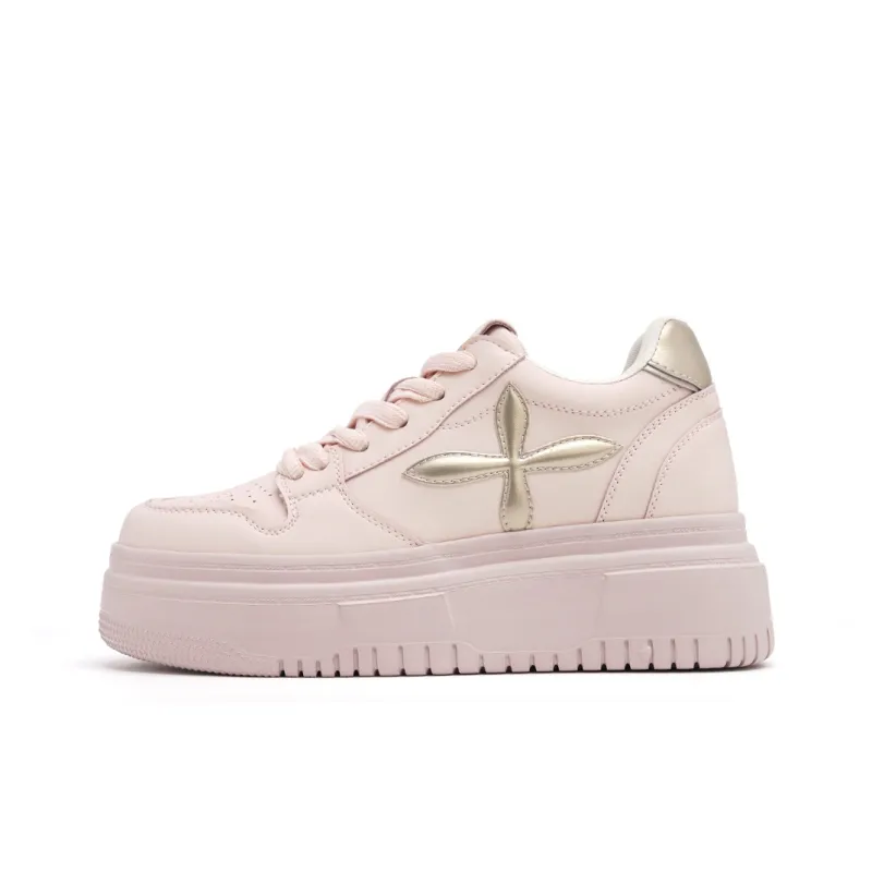 UNCLEWEN Coverage Height Increasing Breathable Slip Resistant Low Top Skateboard Shoes Women's Rose Pink-8
