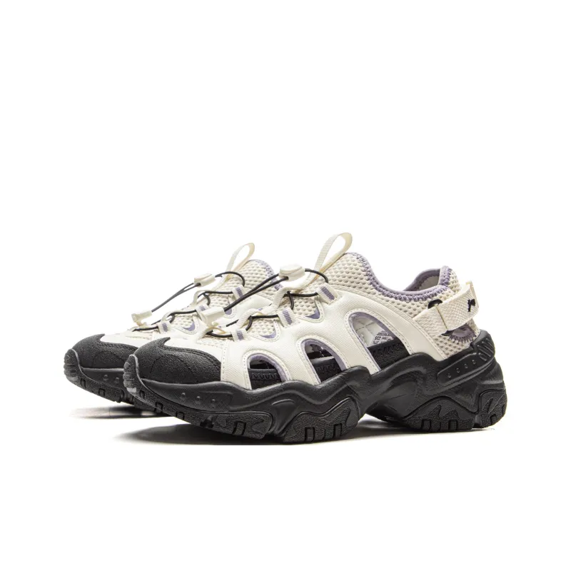 LiNing Brown Sugar Slip Resistant Breathable Abrasion Resistant River Trekking Shoes Women's White Black-2