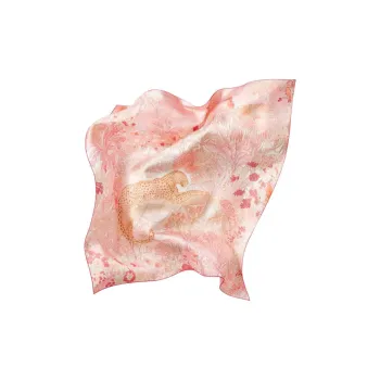 CARTIER Cheetah Collection Silk Scarves Women's Cherry Red