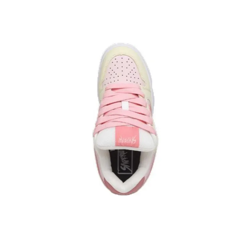 VICTORIA&VERA Anti Slip Wear Resistant Low Top Skateboard Shoes Women's Strawberry Pink-3