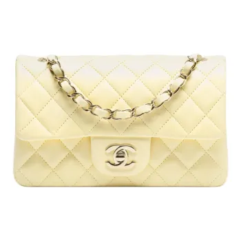 CHANEL Sheepskin Shoulder Bag Mini Women's Light Yellow