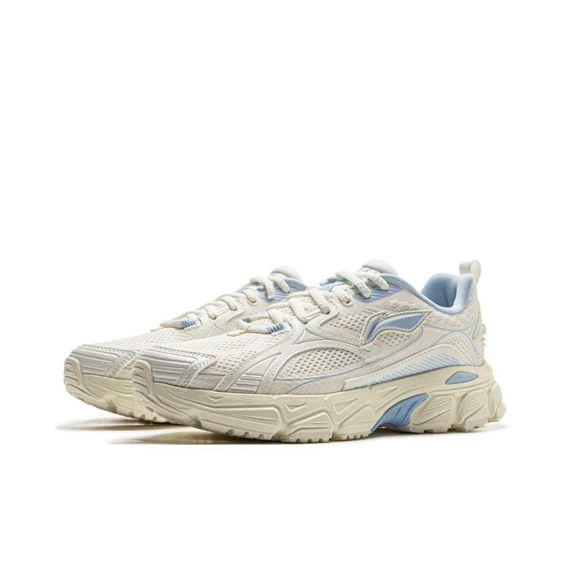 LiNing Getaway Cushioning Lightweight Rebound Low Top Casual Running Shoes Women's Beige Blue-2