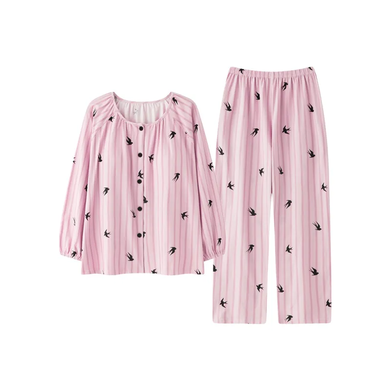 Cotton Gene Pajama Set Women's Pink-0