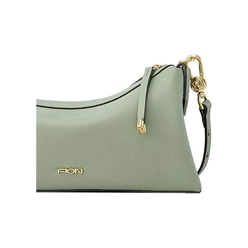 FION Cow Leather Shoulder Bag, Crossbody Bag Medium Size Women's Mung Bean Brown-4