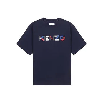 KENZO Letter Logo T Shirts Men Navy