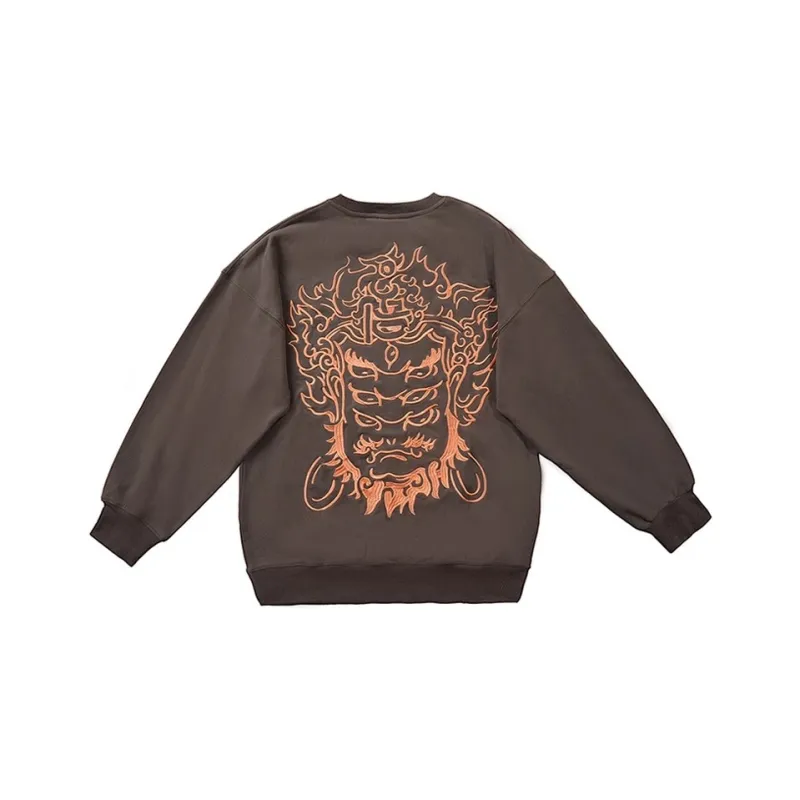 WOOKONG Spring Sweatshirt Loose Fit Unisex Brown-1