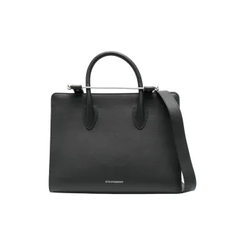 Strathberry Calfskin Tote Bag Shopping Bag Handbag Medium Size Women's Black