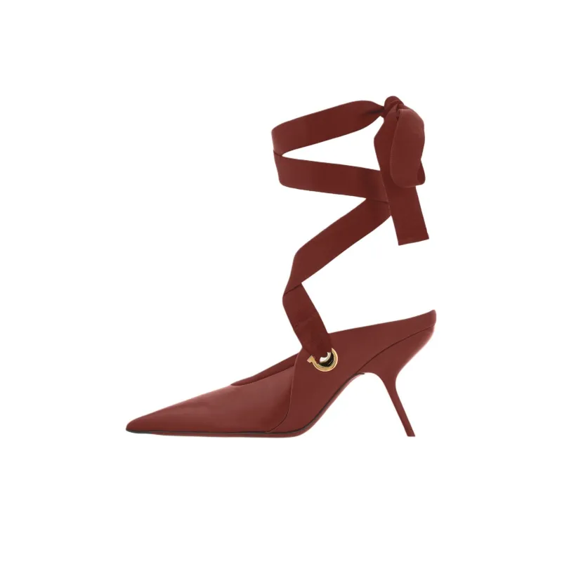 Maximilian Davis x FERRAGAMO Irregular Heel High Heels 8.5cm Women's Red-0