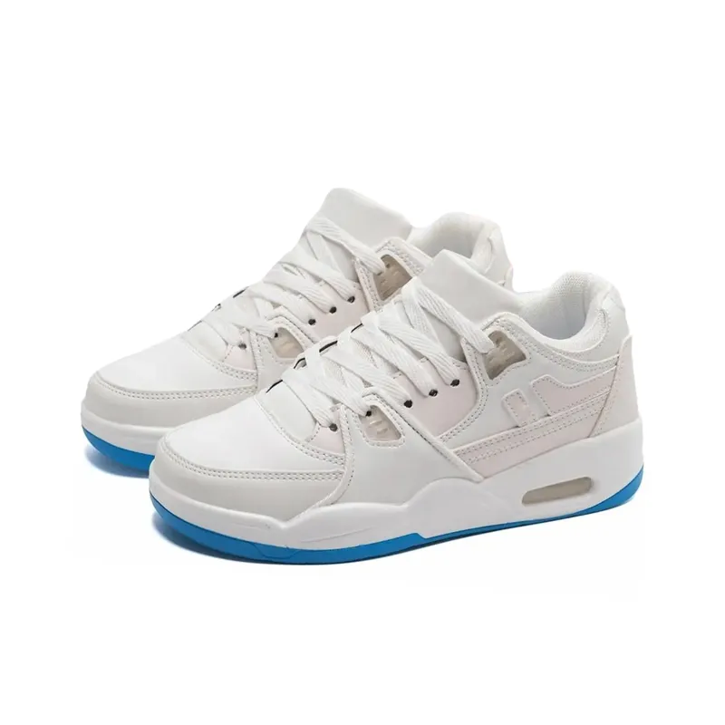 Circle Small Height Increasing Wear Resistant Breathable Slip Resistant Low Top Skateboard Shoes Unisex White-18