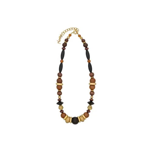 SAINT LAURENT Glass Wooden Resin Metal Necklaces Women's Multicolor