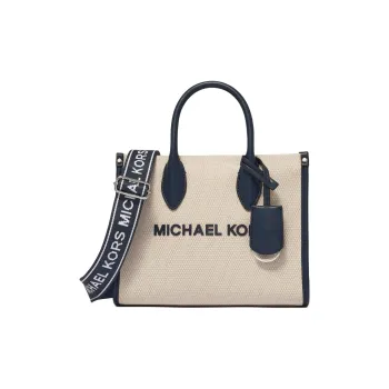 MICHAEL KORS Mirella Fabric+Artificial Leather One Shoulder Handbag Small Size Women's Natural & Marine Blue