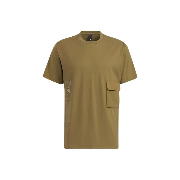 Adidas T Shirts Men Dark Olive Green-0