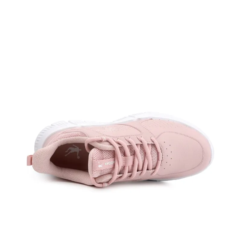 QIAODAN Anti Slip Wear Resistant Low Top Casual Running Shoes Women's Pink White-2