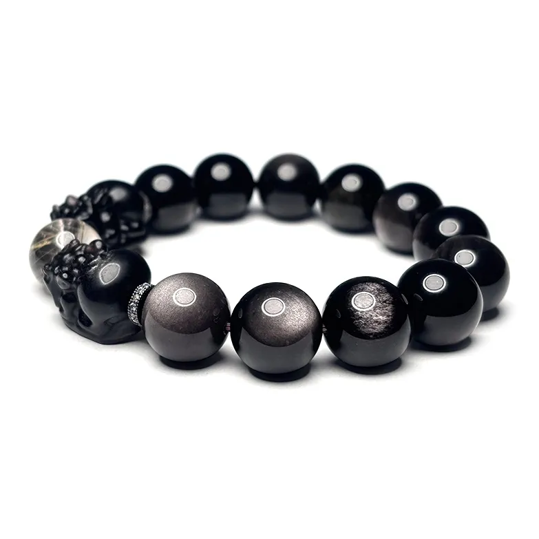 MOUNTAINS AND MANS Obsidian New Chinese Style Luxury Good Luck Beaded Bracelet Men's-2