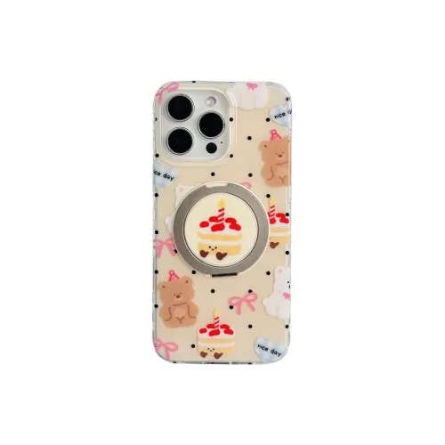 KVZUVUU Acrylic Material Cake Bear Support Shell Phone Cases Compatible With IPhone 16/15 Pro Max/Apple 13/14 Pro/Max