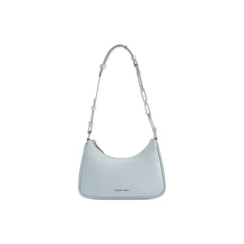 CHARLES&KEITH PU Saddle Bag, Shoulder Bag Women's Sea Salt Blue