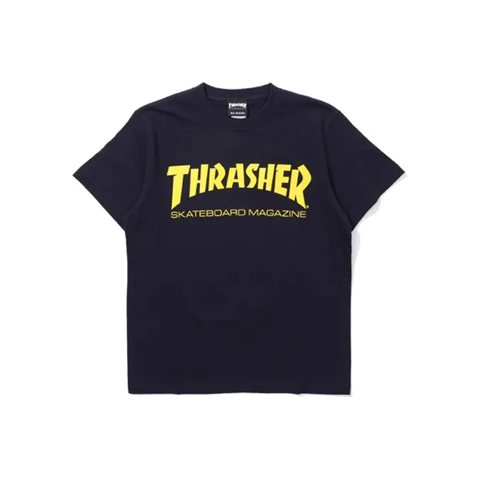 Thrasher Straight T-Shirt Japan Version Unisex Navy Blue-0